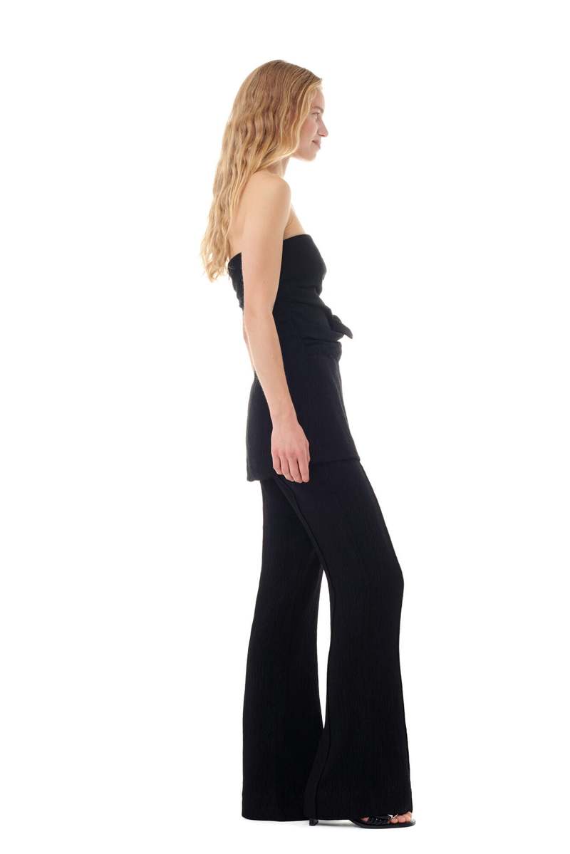 Ganni Viscose Stretch Crepe Flared Pants