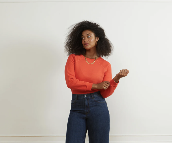 Loup NY Nico Crew Neck Sweatshirt - Vermilion