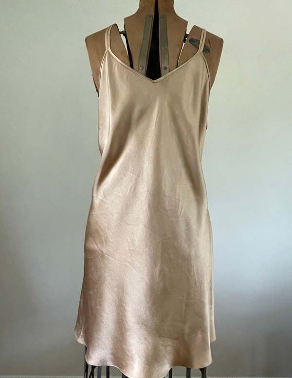 Vintage Silk Charmeuse Slip Dress Nightgown Lingerie - Gold | Garmentory