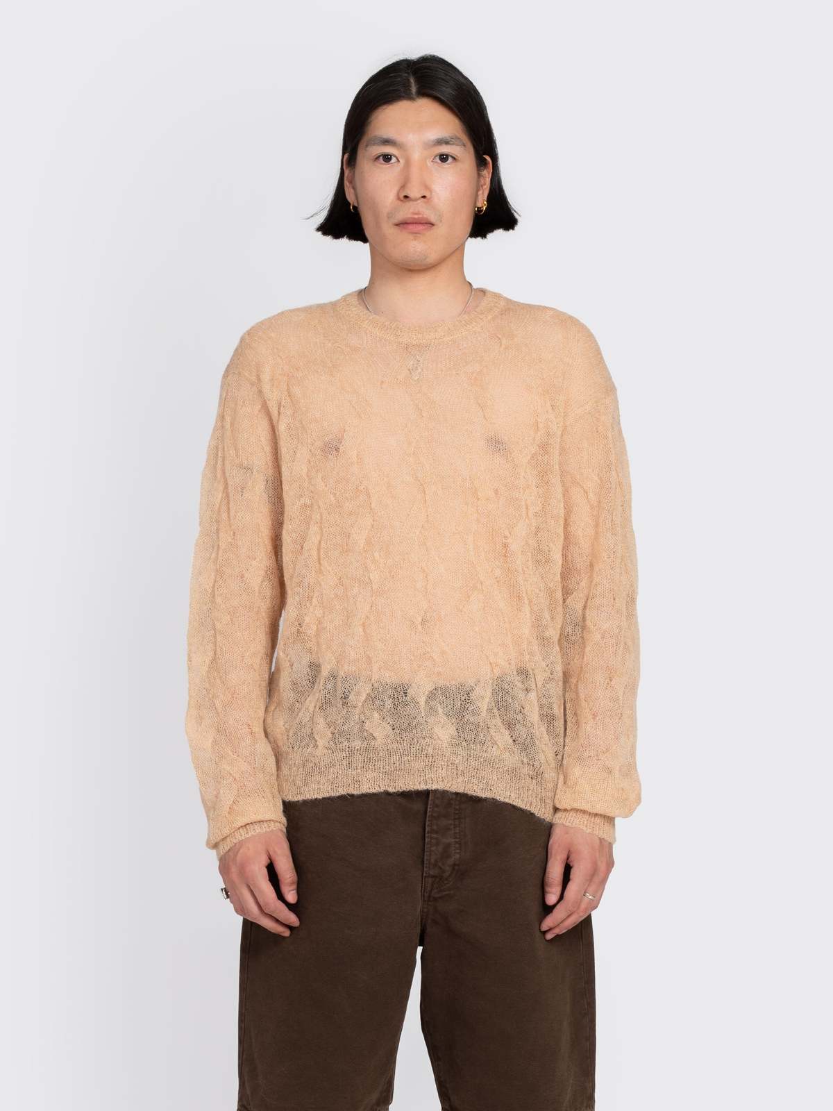 Stussy Loose Knit Cross Cable Tee - Sand | Garmentory
