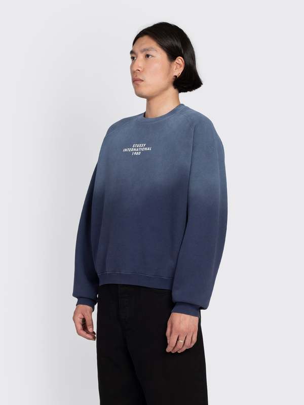 【Stussy】 RAGLAN SLEEVE CREW - 24FW Stussy Raglan Sleeve Crew - Navy | Garmentory