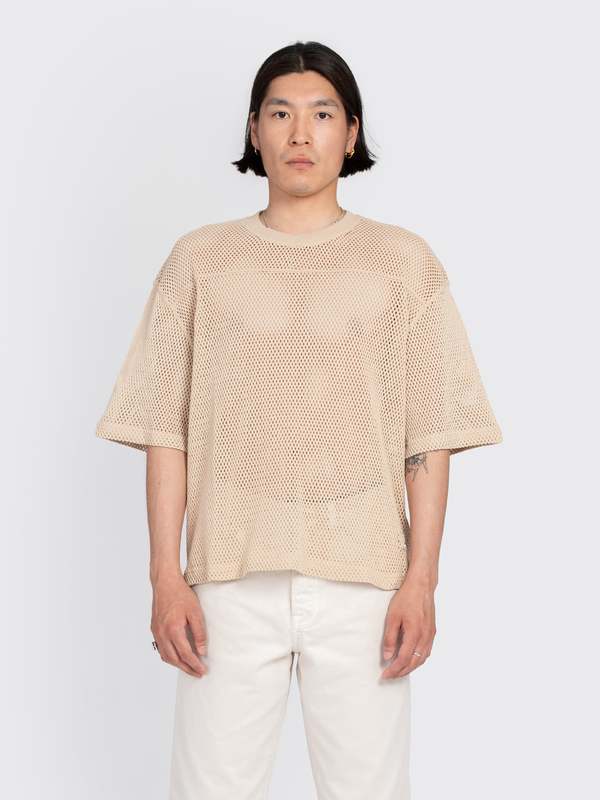 Stussy Team Cotton Mesh Tshirt - Natural | Garmentory