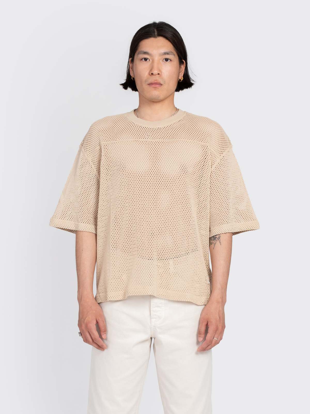 Stussy Team Cotton Mesh Tshirt - Natural | Garmentory