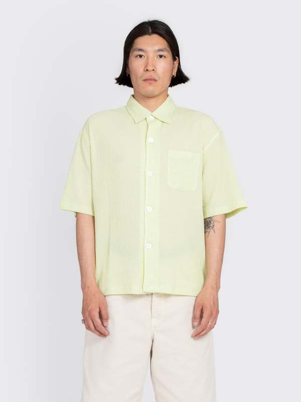 Stussy Flat Bottom Crinkled Shirt - Lime | Garmentory