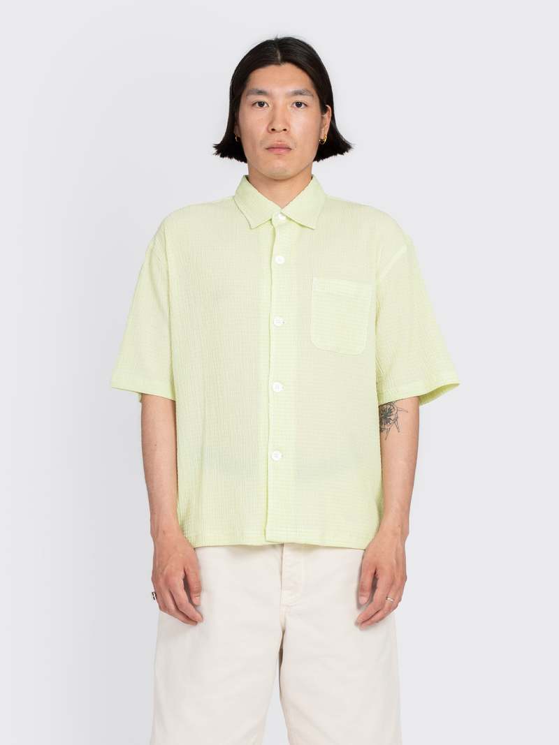Stüssy: Men's Flat Bottom Crinkled Shirt (Blue Check