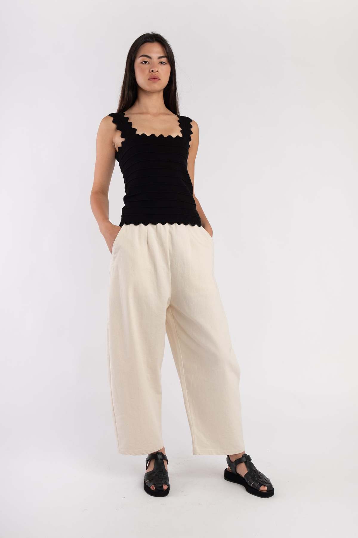 Micaela Greg  Barrel Pant - Cream - Image 5 of 6