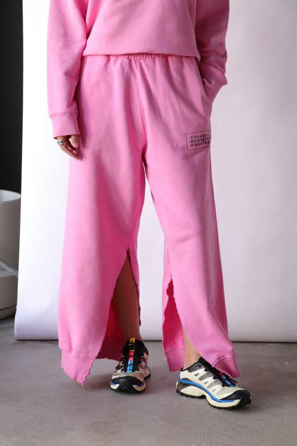 パンツ Maison Margiela Pink Wide Leg Trousers MM6-Maison-Margiela-Side-Slit-