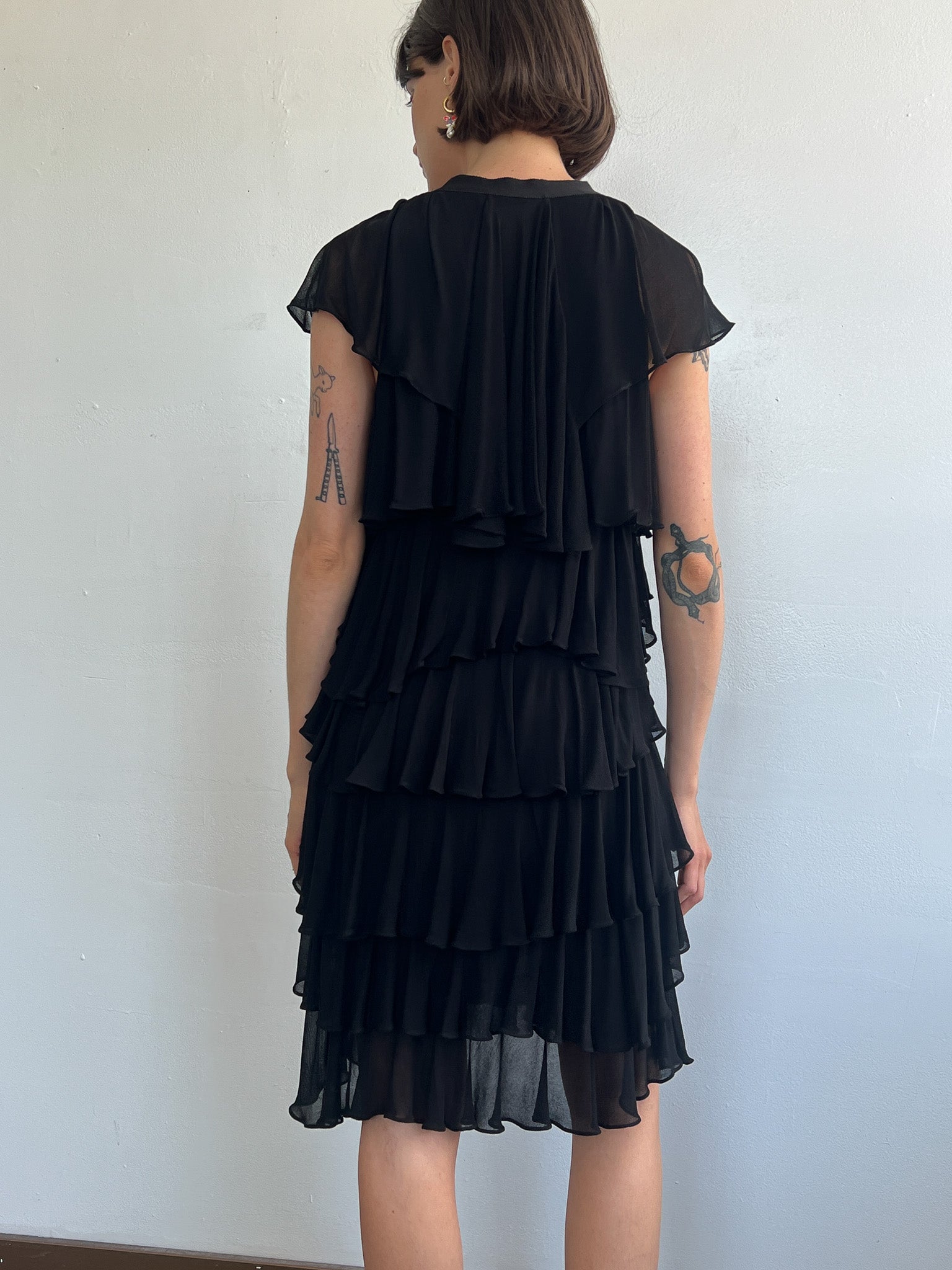 2000s jersey dress Early John Anthony Couture One Off Single Sleeve w navy blue Size:US size 24W Proper Funeral Attire For