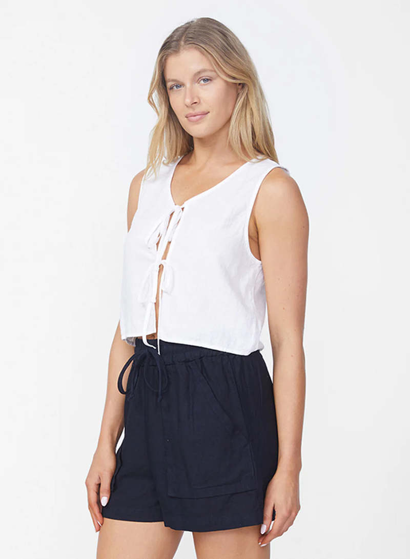 Stateside Linen Double Tie Front Vest Garmentory
