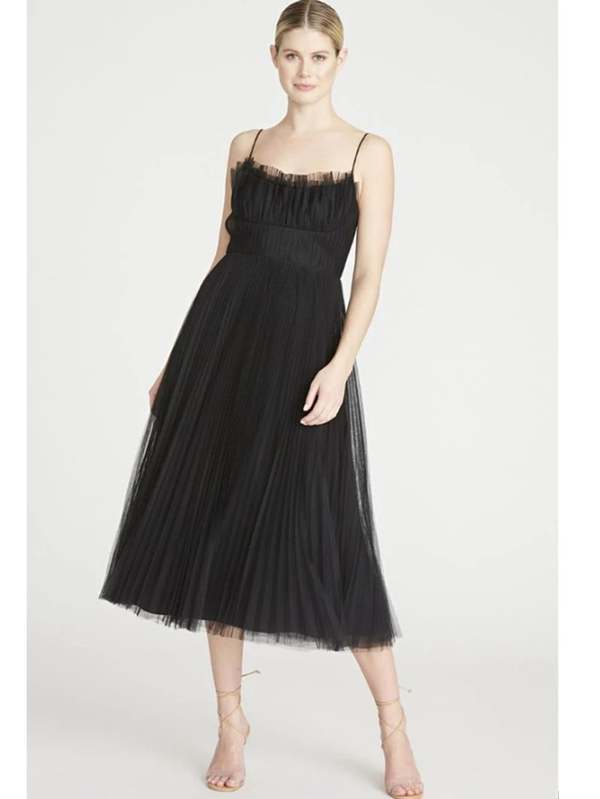 open lace back dress Surreal Lace-Up Back Tulle Midi Dress Blue main image 0