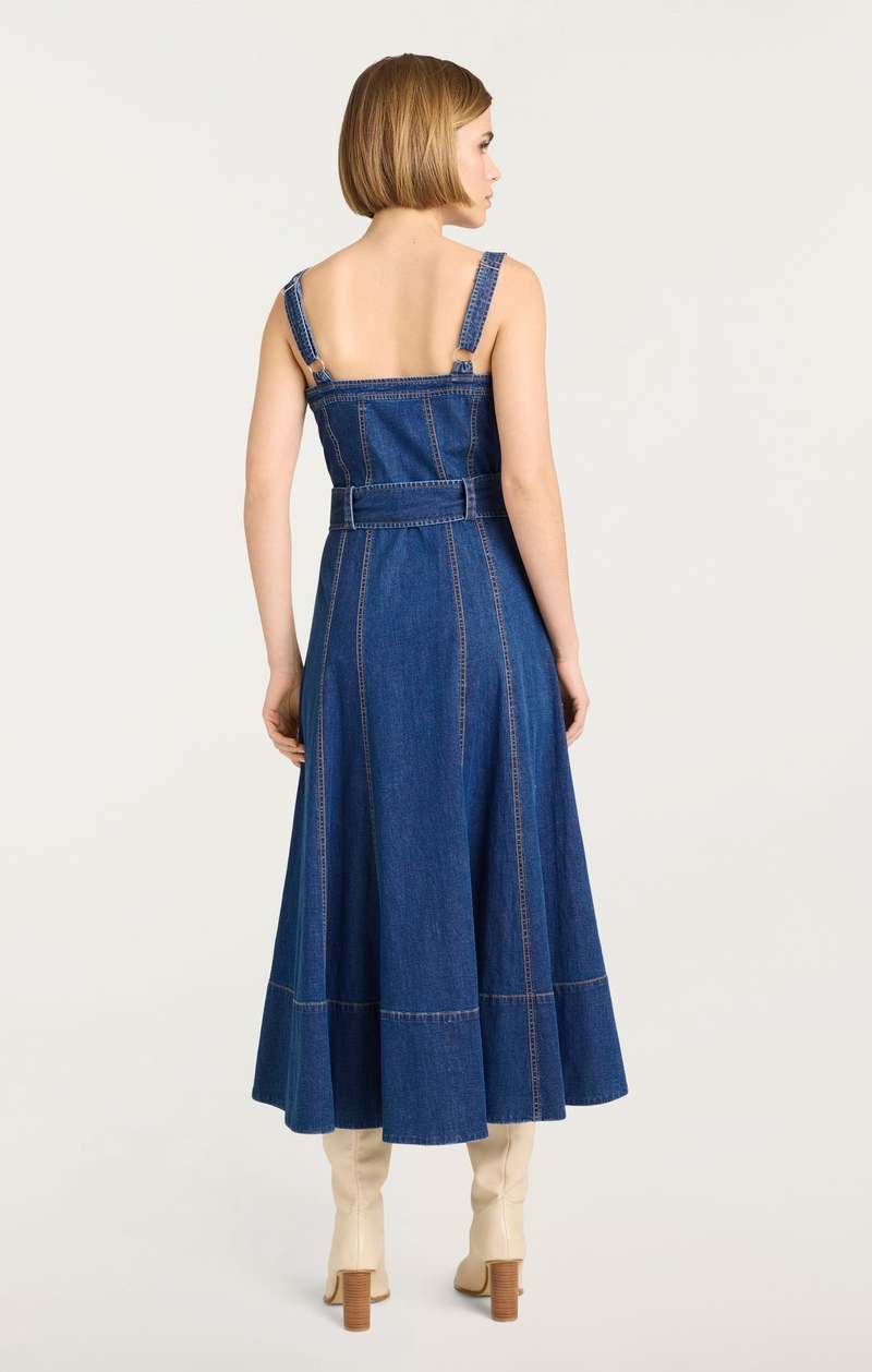 cinq a sept vega denim midi dress Cinq Sept Vega Denim Midi Dress - Blue