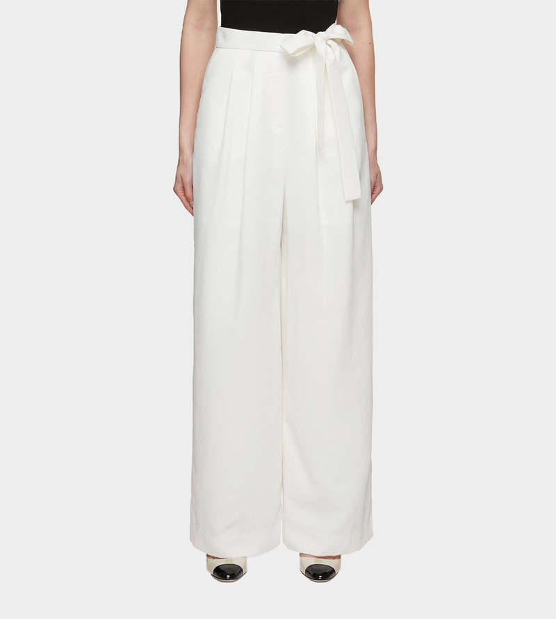 ☆WOOL-BLEND BELTED WIDE LEG TROUSERS/KIMHEKIM☆ KIMHEKIM Belted Wide Leg Trousers - White | Garmentory