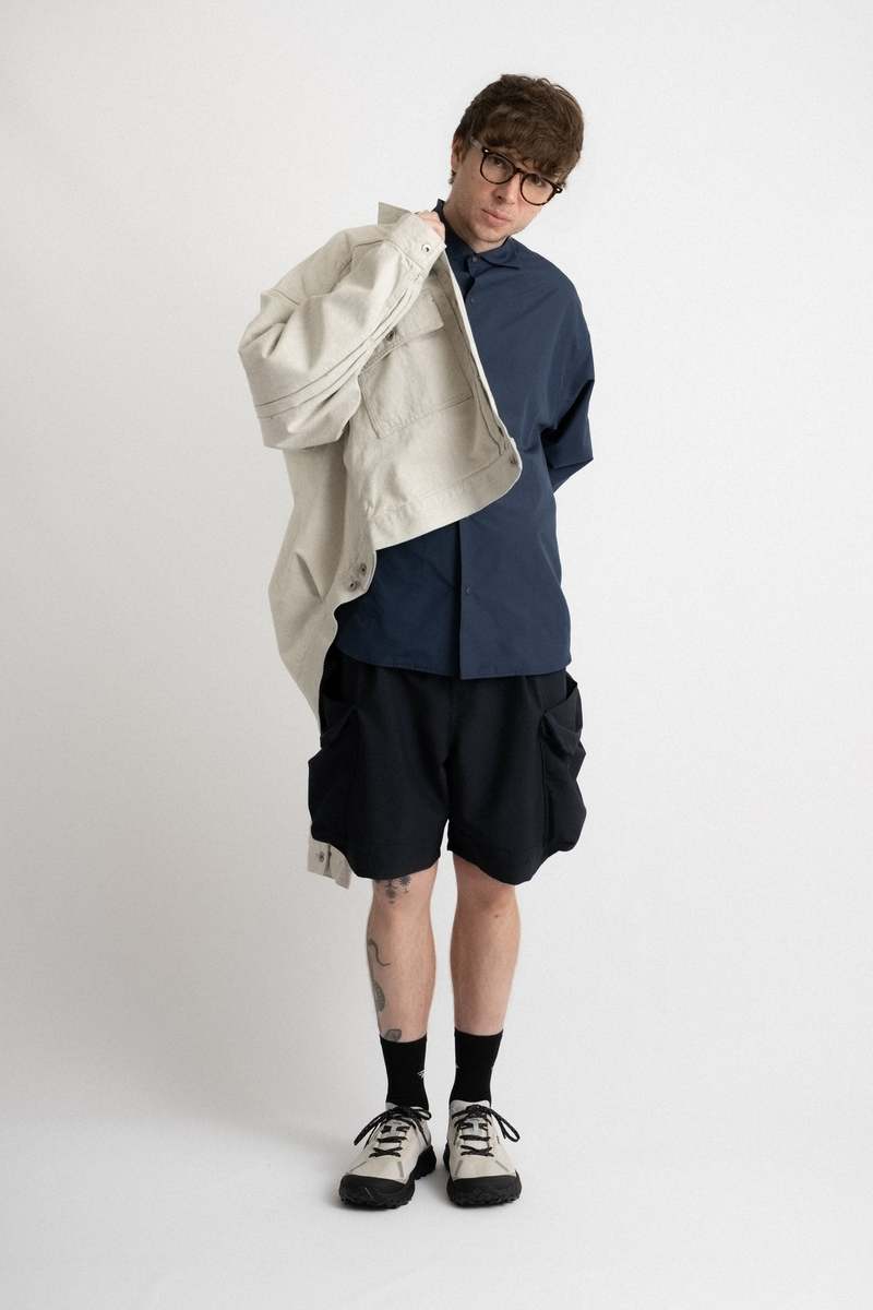 Meanswhile Fade Denim Pleated Sleeve Jacket - Off White