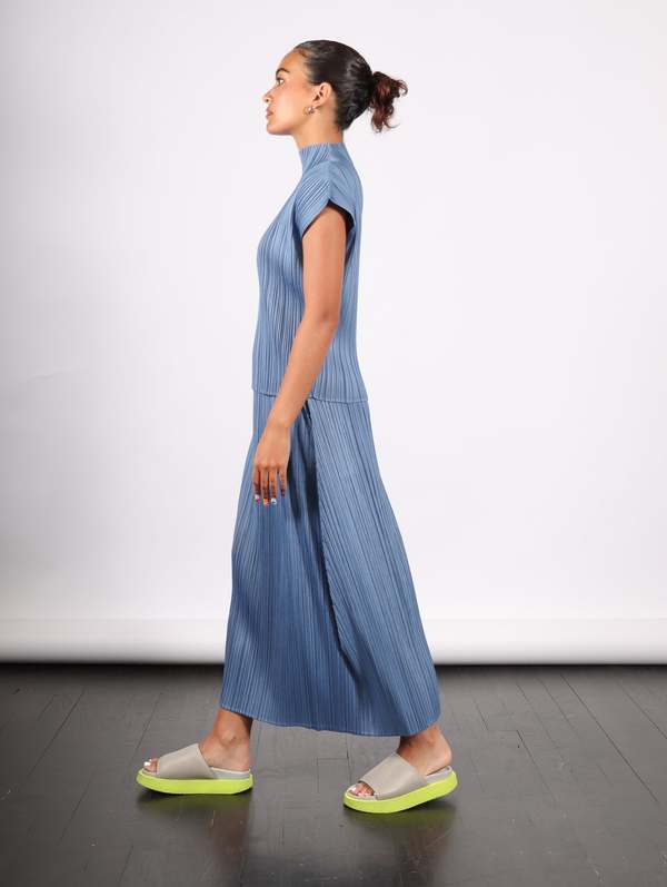 Pleats Please by Issey Miyake Monthly Colors June Top - Steel Blue