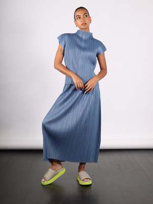Pleats Please by Issey Miyake Monthly Colors June Top - Steel Blue