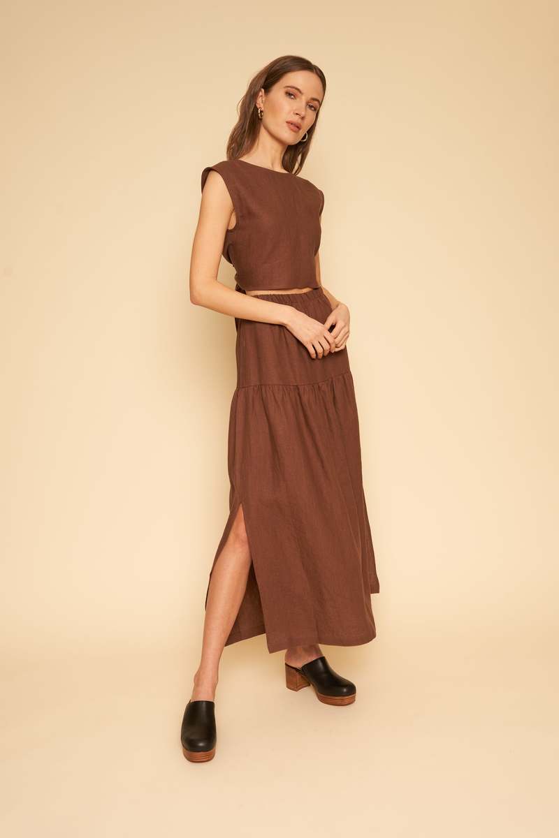 Millie Ruched Waist High-Low Mesh Pull-On Skirt (Wild Rose)