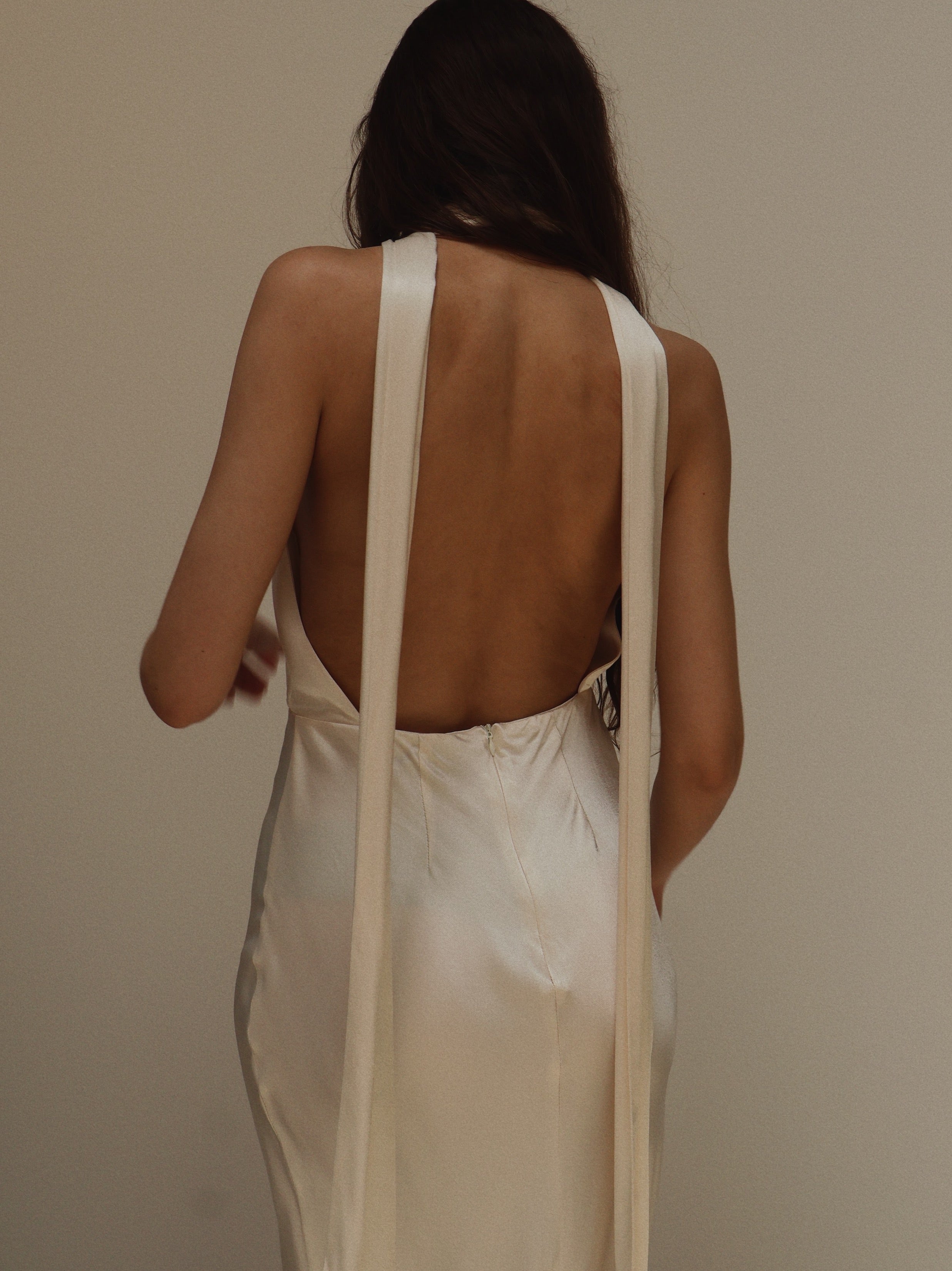 RUMORED Halter Thelma Midi Dress - Ivory
