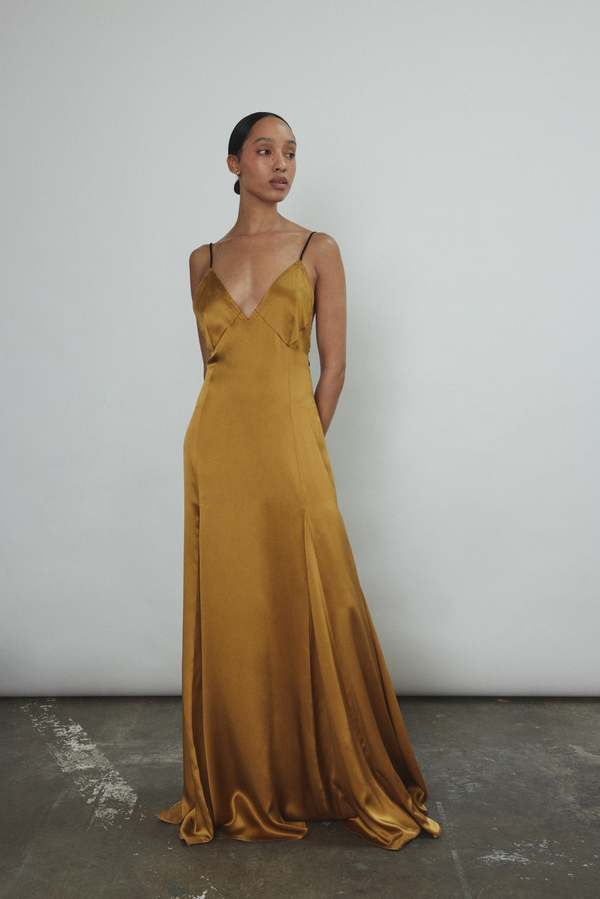 Kamperett Simone Slip Dress - Brass | Garmentory