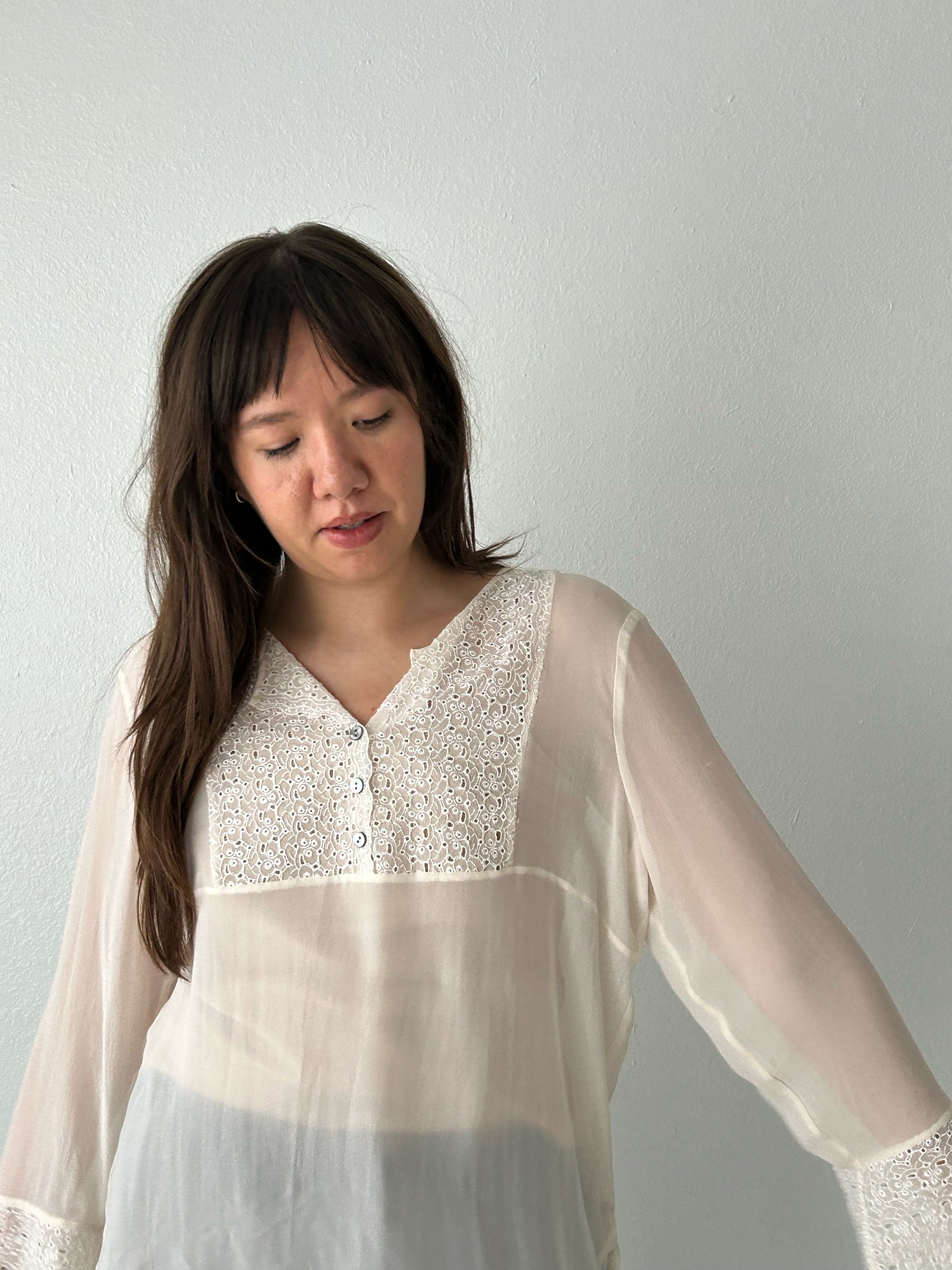 Eyelet Self Tie Blouse Black main image 0