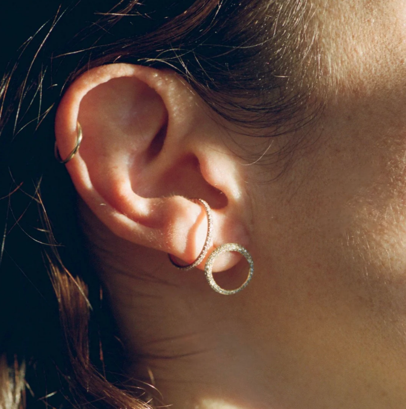 Gabriela Artigas Small Balloon Earrings with Pav Diamonds Classic - Yellow Gold/White