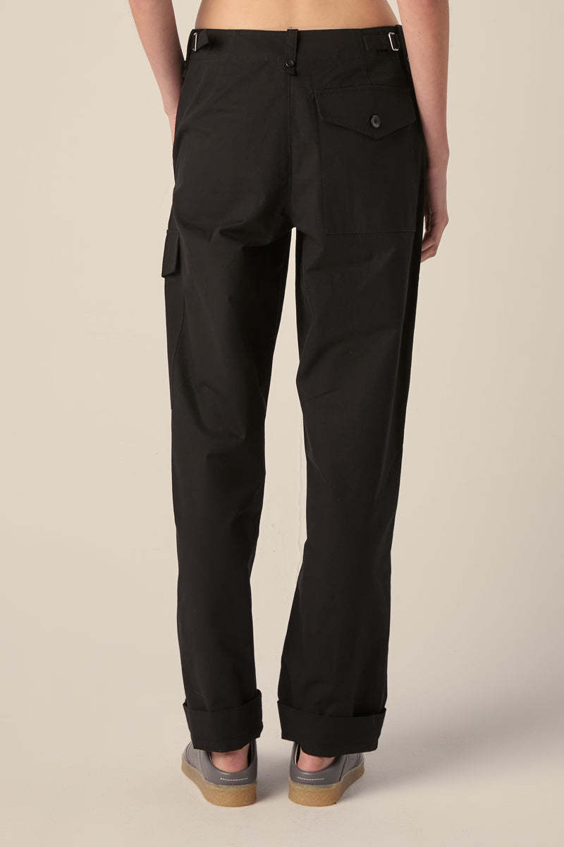 【Proenza Schouler】 High-riseストレートパンツ Proenza Schouler High Rise Cotton/linen Blend Pants - Black