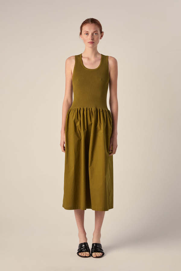 proenza schouler green dress Rixo Edina Cotton Midi Dress Mira Embroidery Powder Blue main image 1