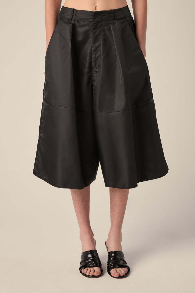 MM6 Maison Margiela Wide Leg Satin Shorts - Black | Garmentory