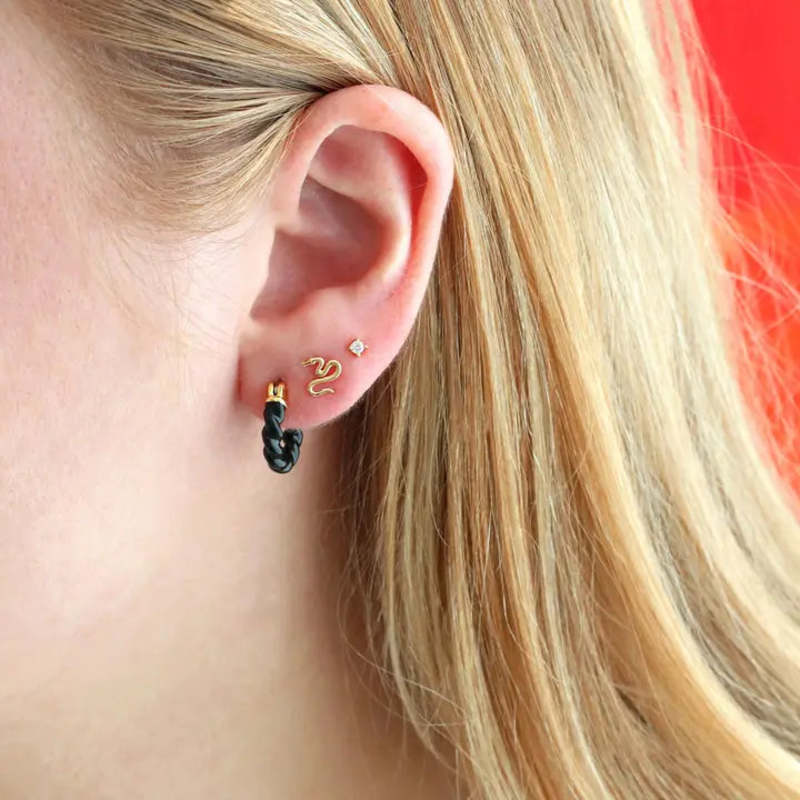 Kris Nations Tiny Snake Stud Earrings - 18k Gold Vermeil