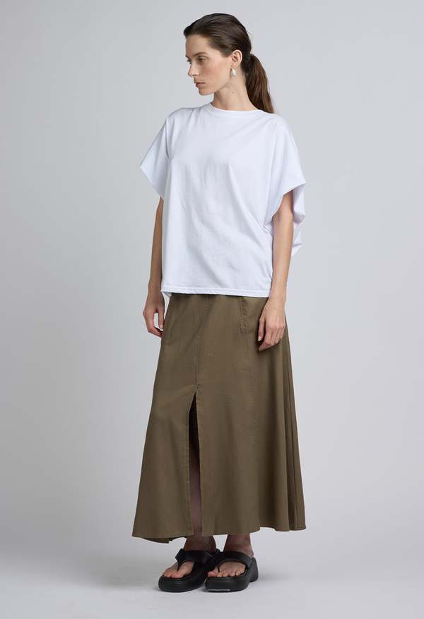 NKC Linen Blend Midi Skirt - Brown