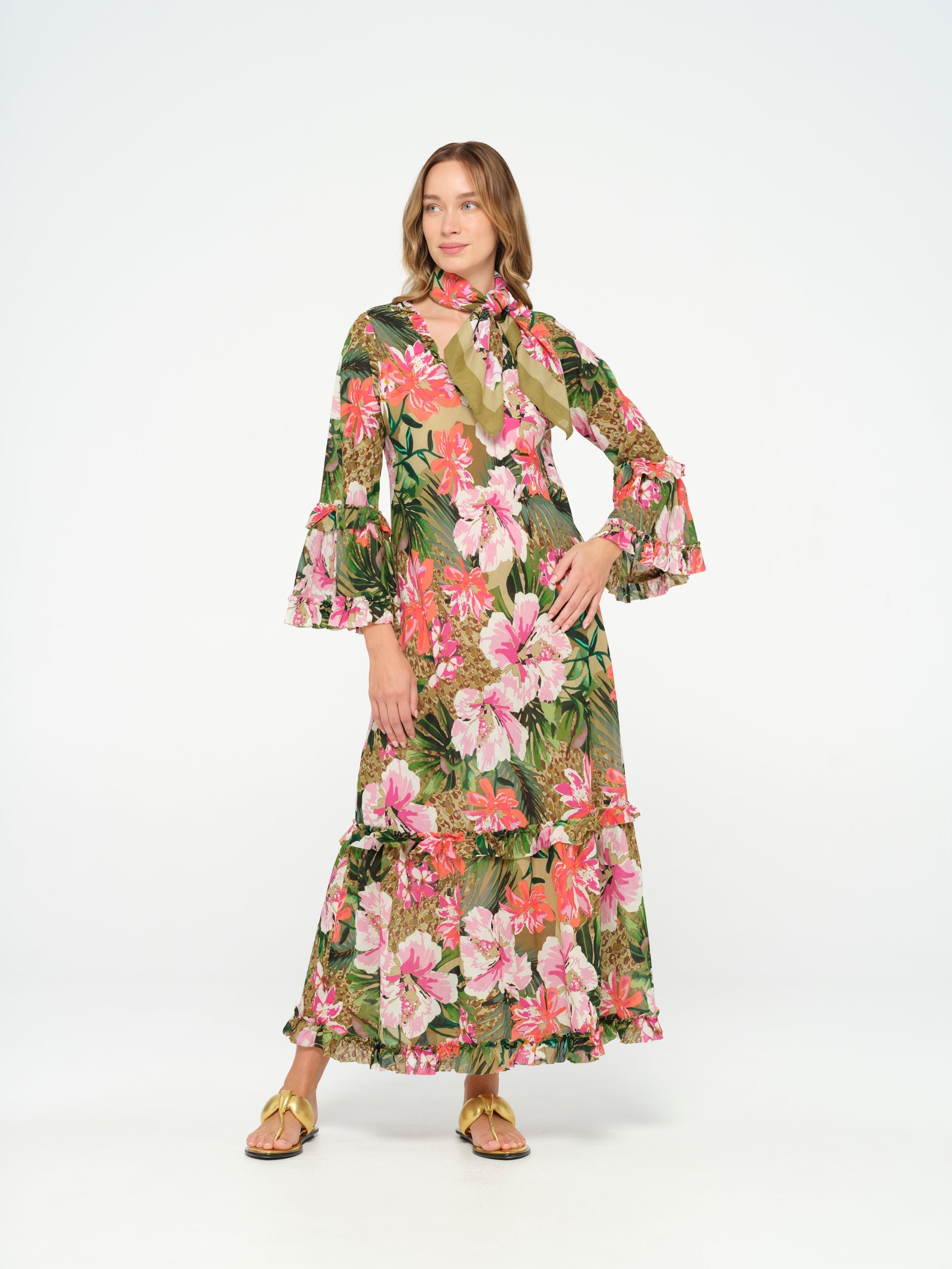 chinese dress ladies Jasmine | Maxi Dress | Sea Mist - Boho Billow Sleeve Gauze Cotton
