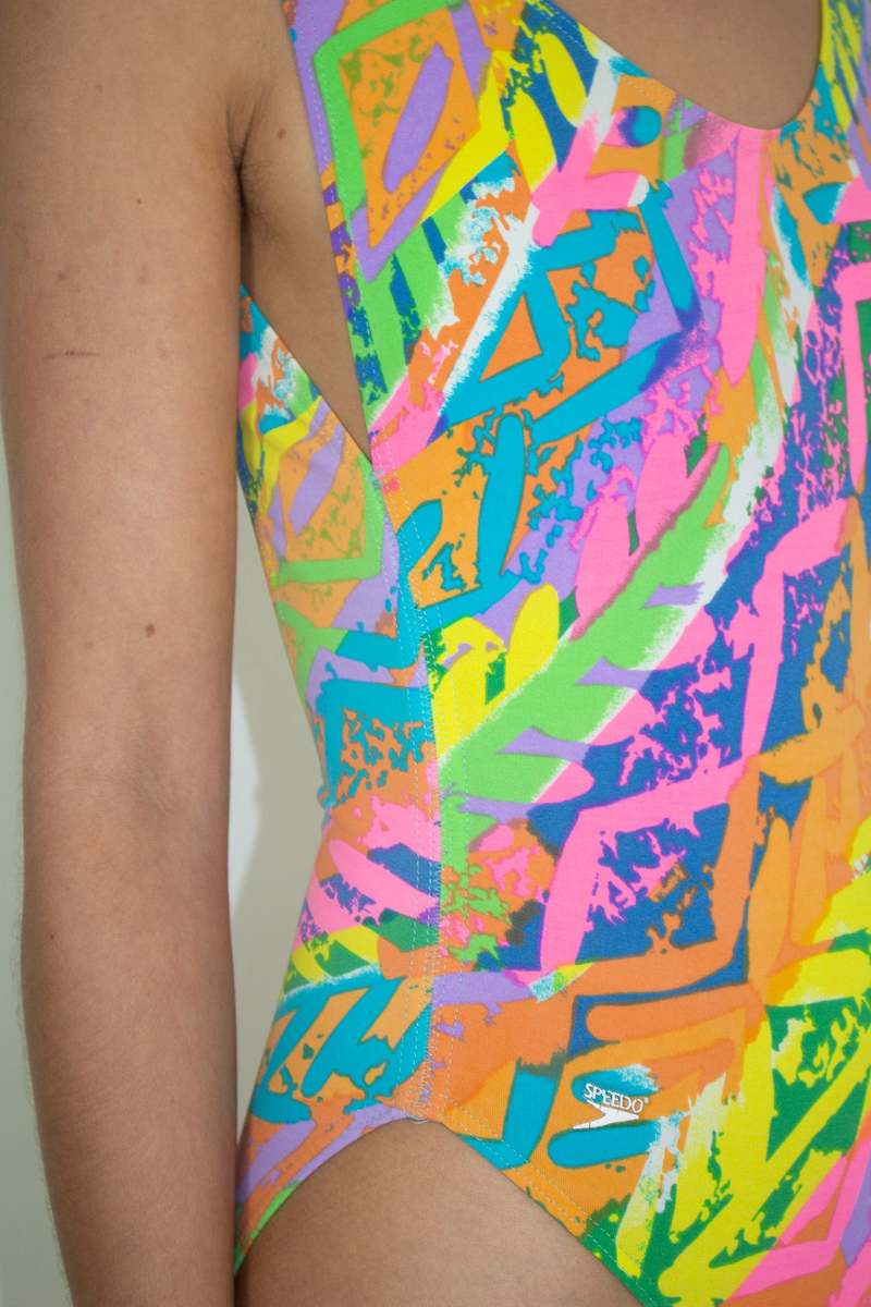 ビンテージBlueOysterCult80sワンオクtaka着用IMAGINOS Vintage Peter Max Swimsuit 80s One Piece Colorblock