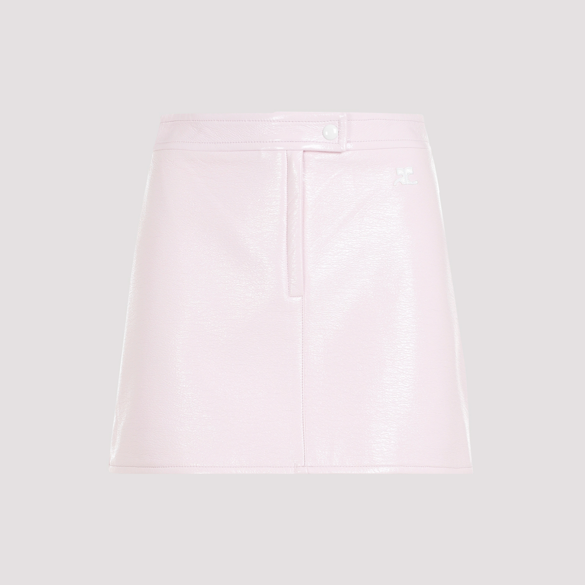 COURREGES Vinyl Mini Skirt Pale Pink on Garmentory