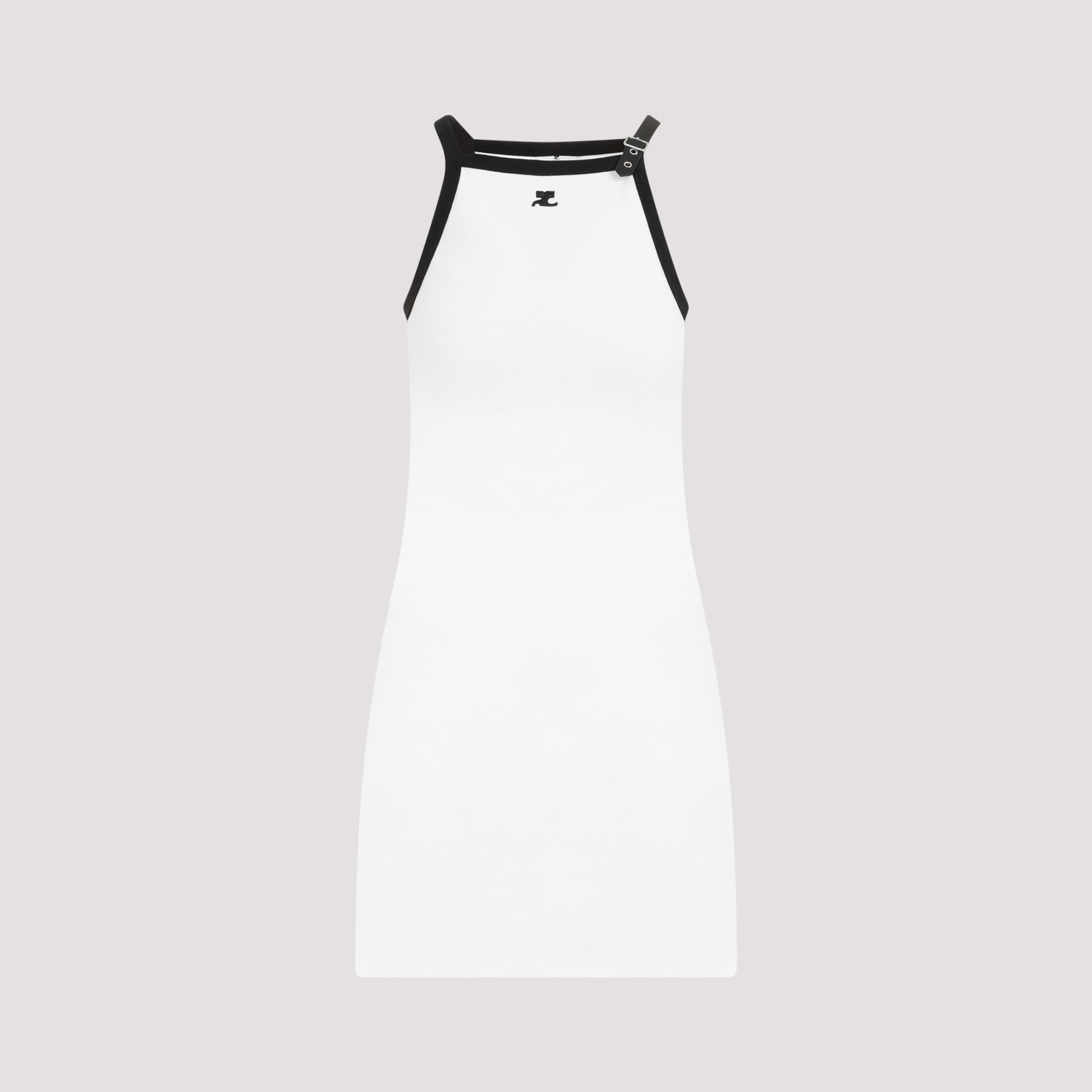 COURREGES Buckle Contrast Mini Dress - White/Black | Garmentory COURREGES Buckle Contrast Mini Dress - White/Black | Garmentory