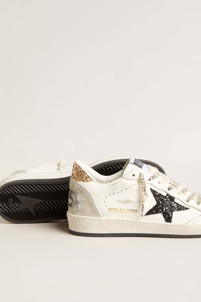 Golden Goose Ball Star Sneaker w. Leather Upper, Glitter