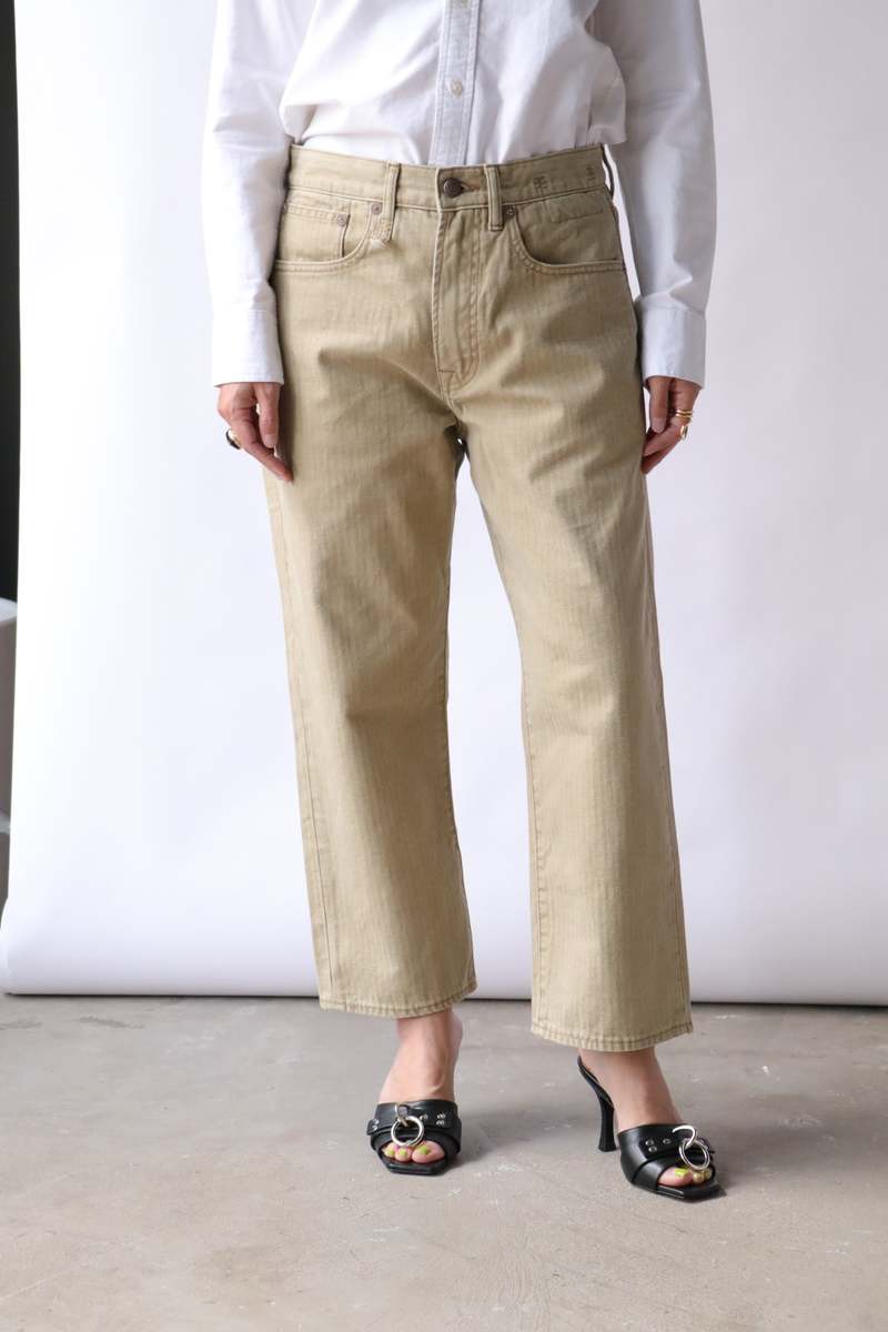 R13 Herringbone Twill X-Boyfriend Jean - Khaki R13 Herringbone Twill X-Boyfriend Jean - Khaki