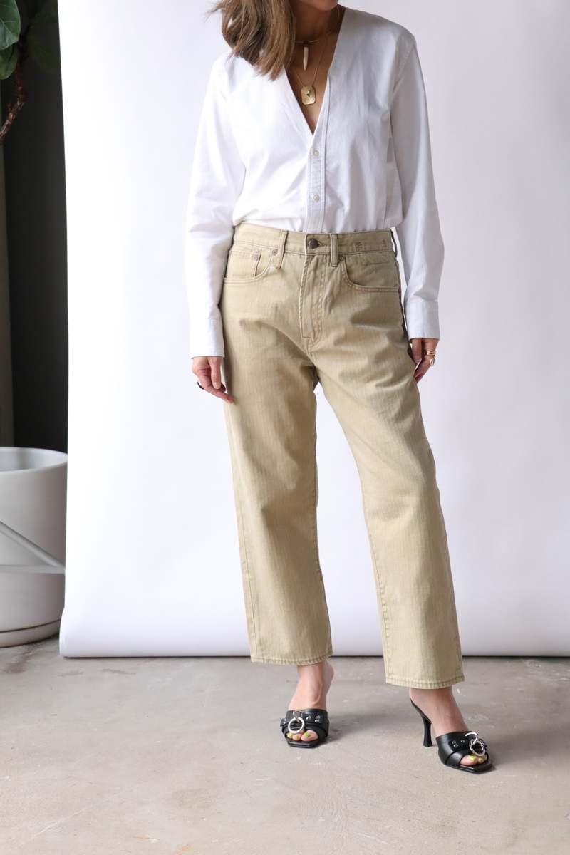 R13 Herringbone Twill X-Boyfriend Jean - Khaki R13 Herringbone Twill X-Boyfriend Jean - Khaki