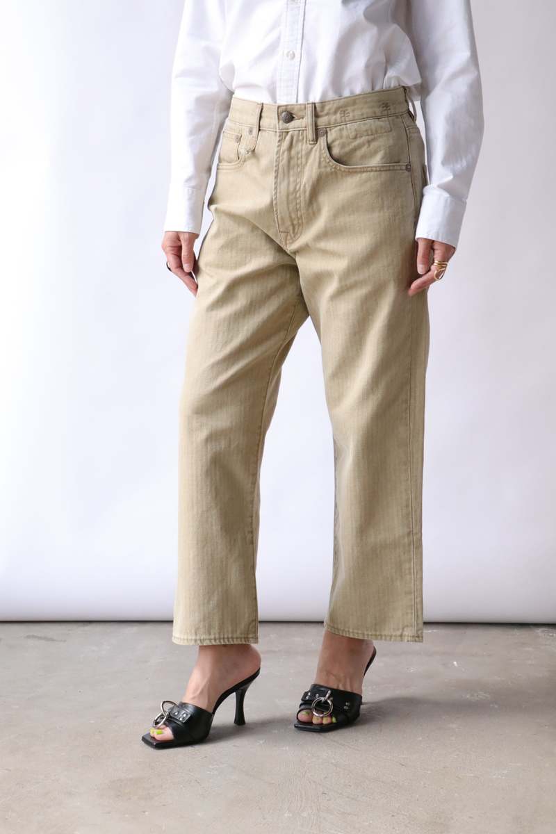 R13 Herringbone Twill X-Boyfriend Jean - Khaki R13 Herringbone Twill X-Boyfriend Jean - Khaki