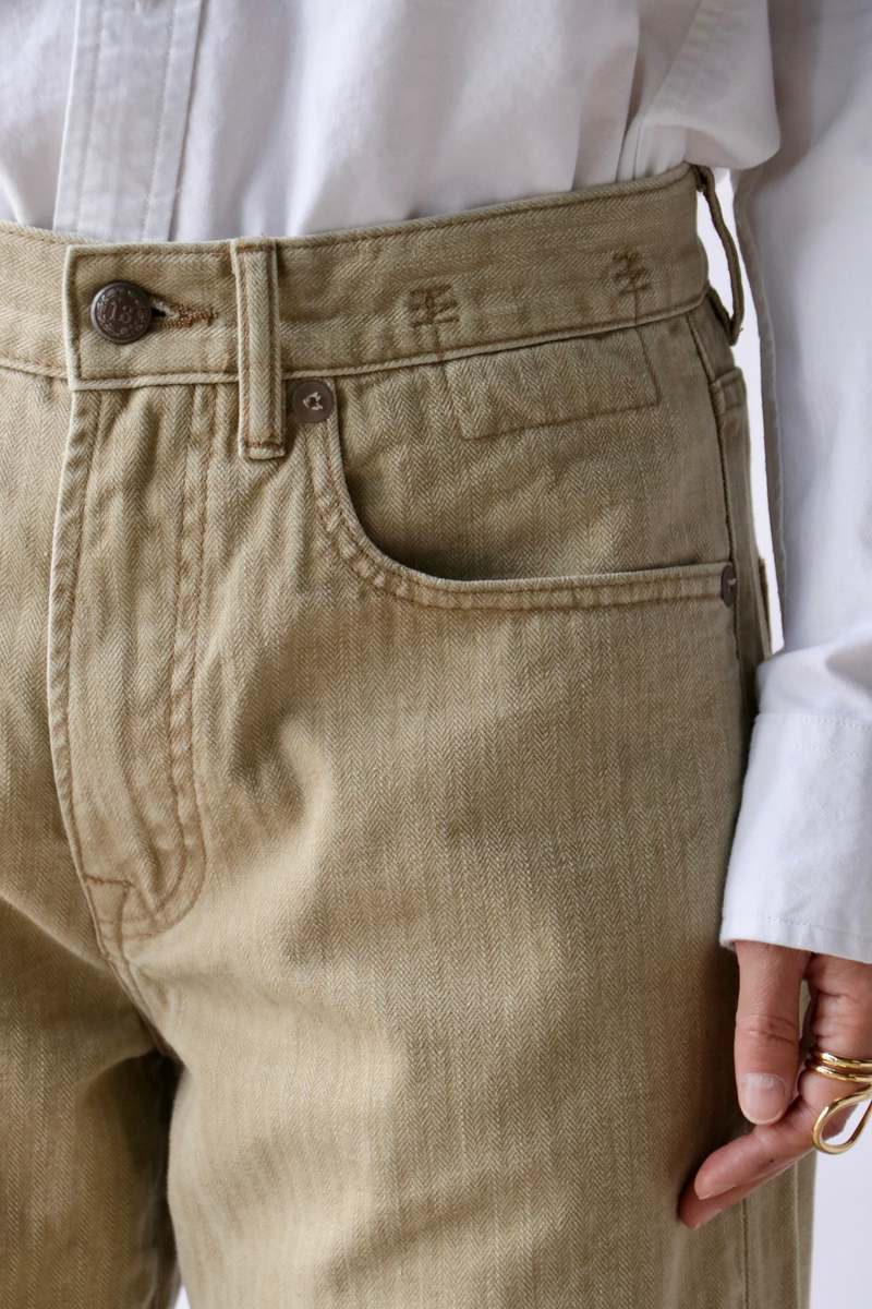 R13 Herringbone Twill X-Boyfriend Jean - Khaki R13 Herringbone Twill X-Boyfriend Jean - Khaki