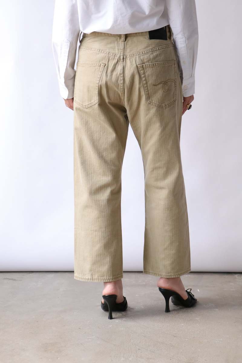 R13 Herringbone Twill X-Boyfriend Jean - Khaki R13 Herringbone Twill X-Boyfriend Jean - Khaki