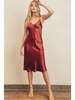 Dress Forum Merida Satin Slip Dress - Sangria - Thumbnail 2