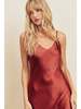 Dress Forum Merida Satin Slip Dress - Sangria - Thumbnail 4