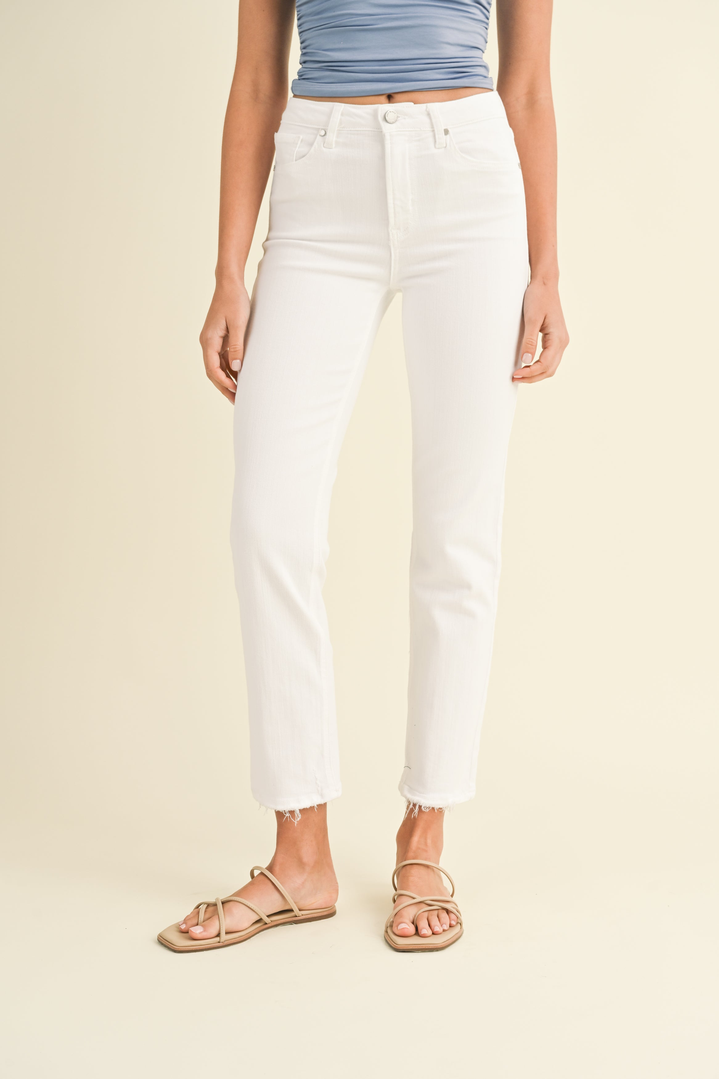 Optic White Avery Straight Jean