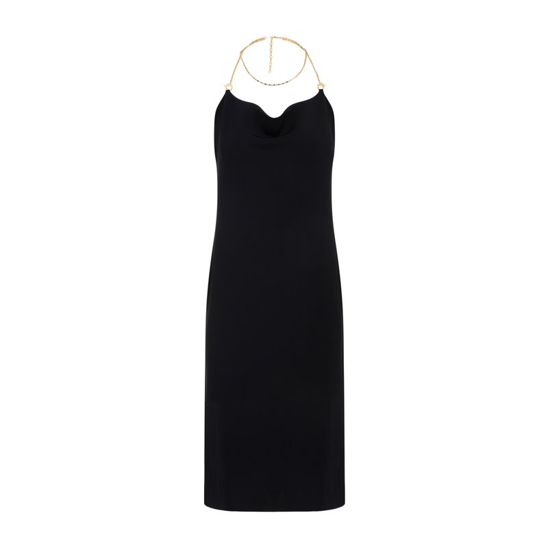 ワンピース BOTTEGA VENETA BLACK MIDI DRESS BOTTEGA VENETA Viscose Midi Dress - Black | Garmentory