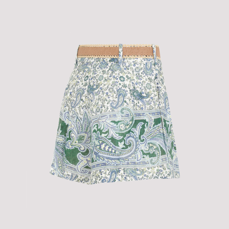 【Zimmermann】Ottie ペイズリー リネン ショーツ グリーン Ottie paisley linen shorts in green - Zimmermann | Mytheresa