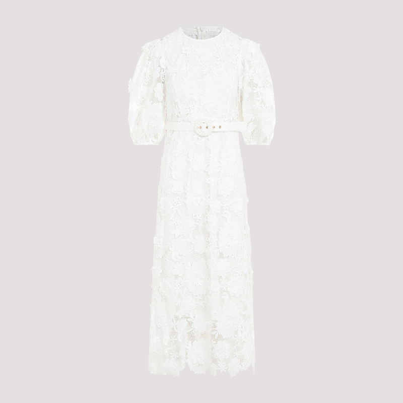 knee length dresses for ladies Zimmermann // Ivory Jude Crochet Trim Midi Dress  VSP Consignment