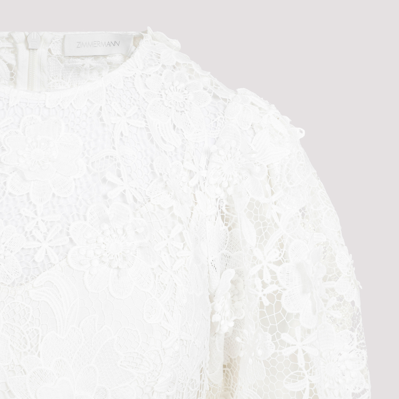 Zimmermann Halliday Lace Flower Midi Dress - Ivory | Garmentory
