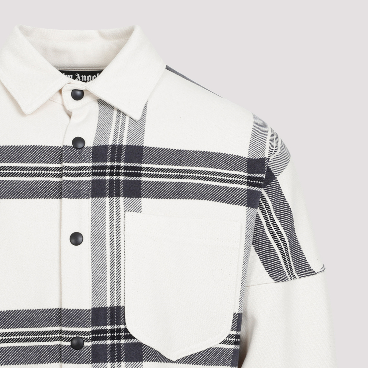 Palm Angels Back Logo Check Overshirt - Off White | Garmentory