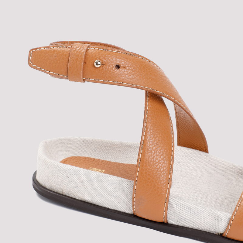 Totême Leather Chunky Sandal - Tan Brown | Garmentory