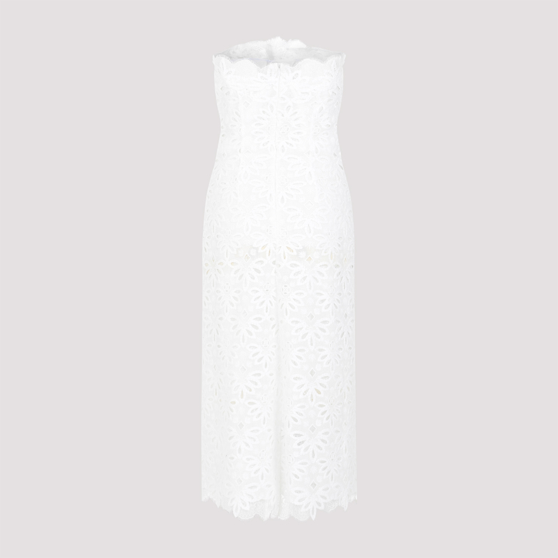 knee length dresses for ladies Long lingerie-style dress in silk with black and white lace main image 0