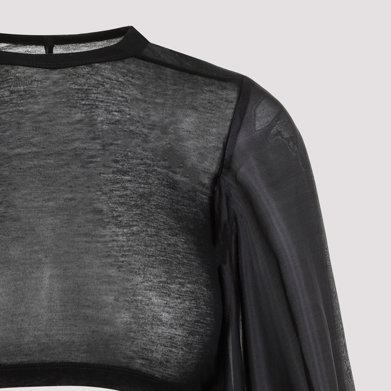 Tシャツ・カットソー RICK OWENS FLAG CROP HABOTAI TOP Rick Owens Flag Crop Habotai Top - 09 BLACK | Garmentory